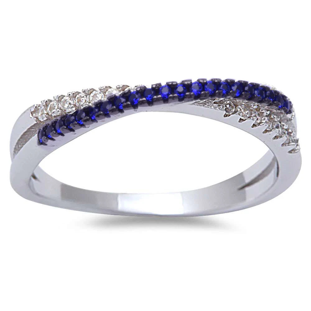 Blue Sapphire Cubic Zirconia Infinity .925 Sterling Silver Ring