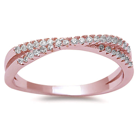 Rose Gold Plated New Style Cubic Zirconia Infinity .925 Sterling Silver Ring Sizes 4-10