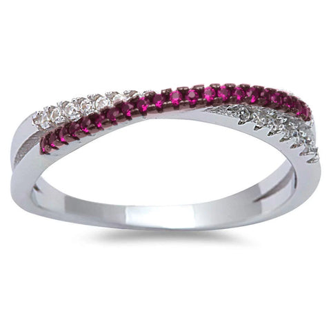 Ruby Cubic Zirconia Infinity .925 Sterling Silver Ring Sizes 4-10