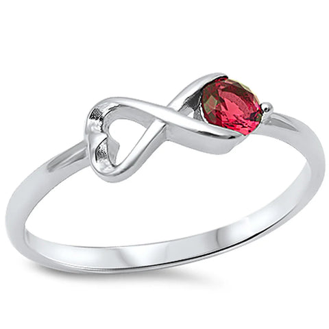 Heart Shape Infinity W/ Ruby .925 Sterling Silver Ring