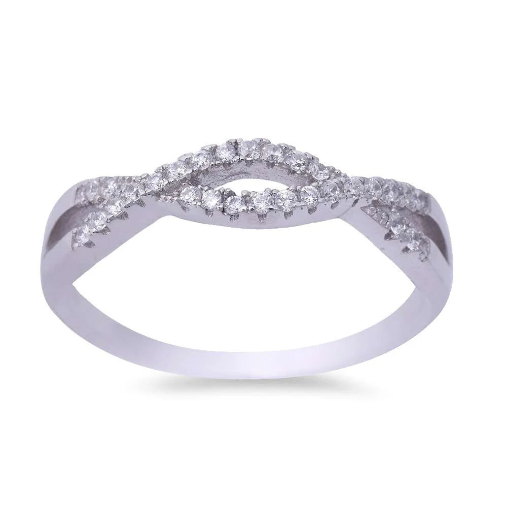 Infinity Style Cubic Zirconia .925 Sterling Silver Ring