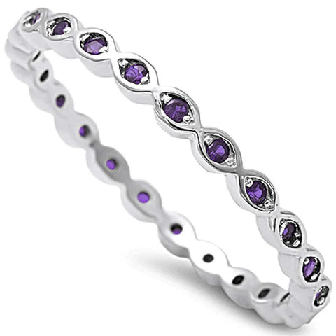 Amethyst Eternity Band .925 Sterling Silver Ring Sizes 3-12