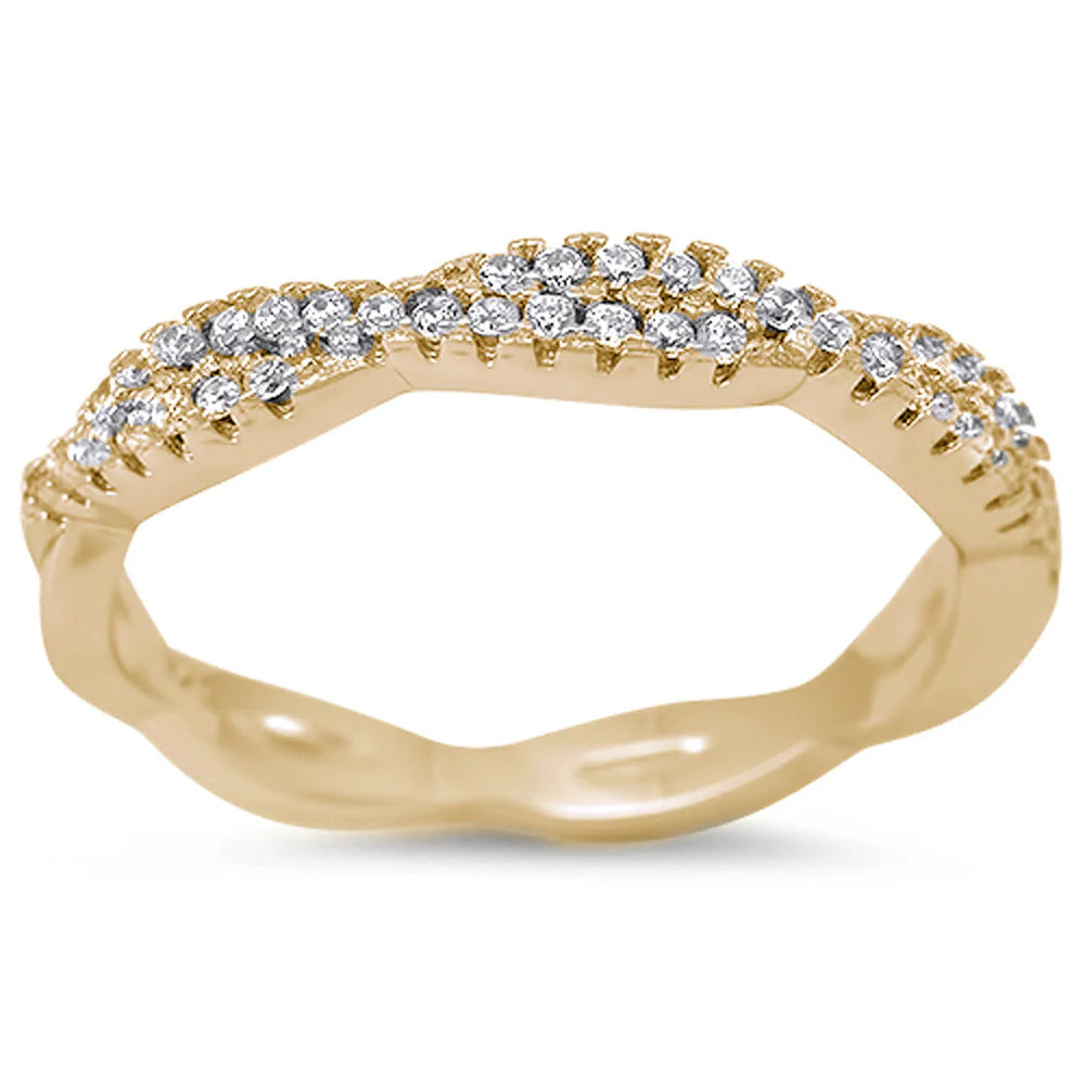 Yellow Gold Plated Infinity Style Cubic Zirconia .925 Sterling Silver Ring Sizes 4-11