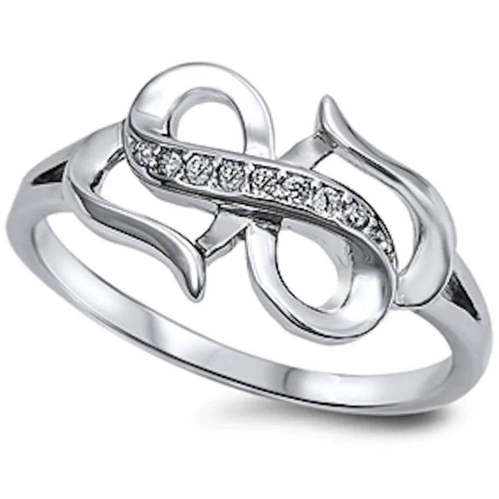 New Style Cz Infinity .925 Sterling Silver Ring Sizes 4-10