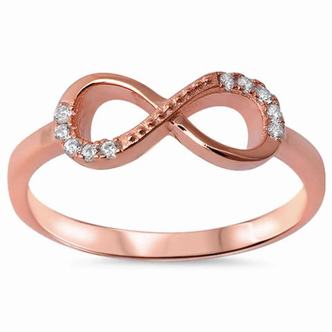 Rose Gold Plated Cz Infinity .925 Sterling Silver Ring