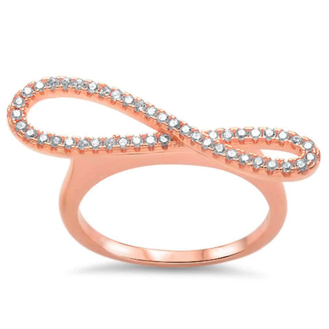 Rose Gold Plated Cz Infinity .925 Sterling Silver Ring Sizes 4-10