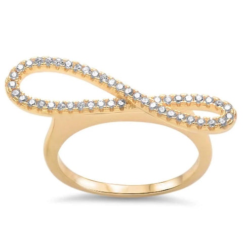 Yellow Gold Plated Cz Infinity .925 Sterling Silver Ring Sizes 4-10