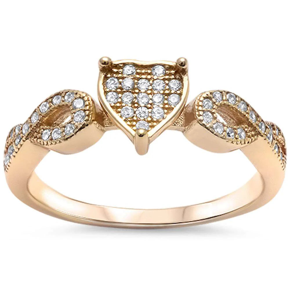 Yellow Gold Plated Cz Heart Infinity Band .925 Sterling Silver Ring Sizes 4-11