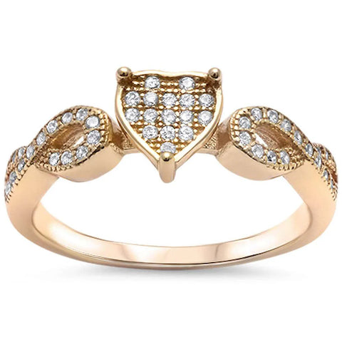 Yellow Gold Plated Cz Heart Infinity Band .925 Sterling Silver Ring Sizes 4-11