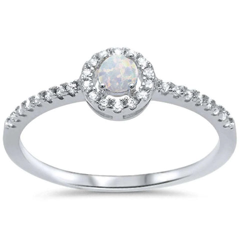 White Opal & Cubic Zirconia .925 Sterling Silver Ring Sizes 4-10