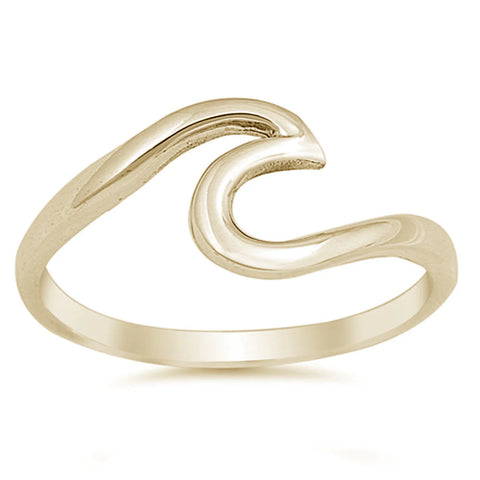 Yellow Gold Plated Wave Design .925 Sterling Silver Ring Sizes 3-11