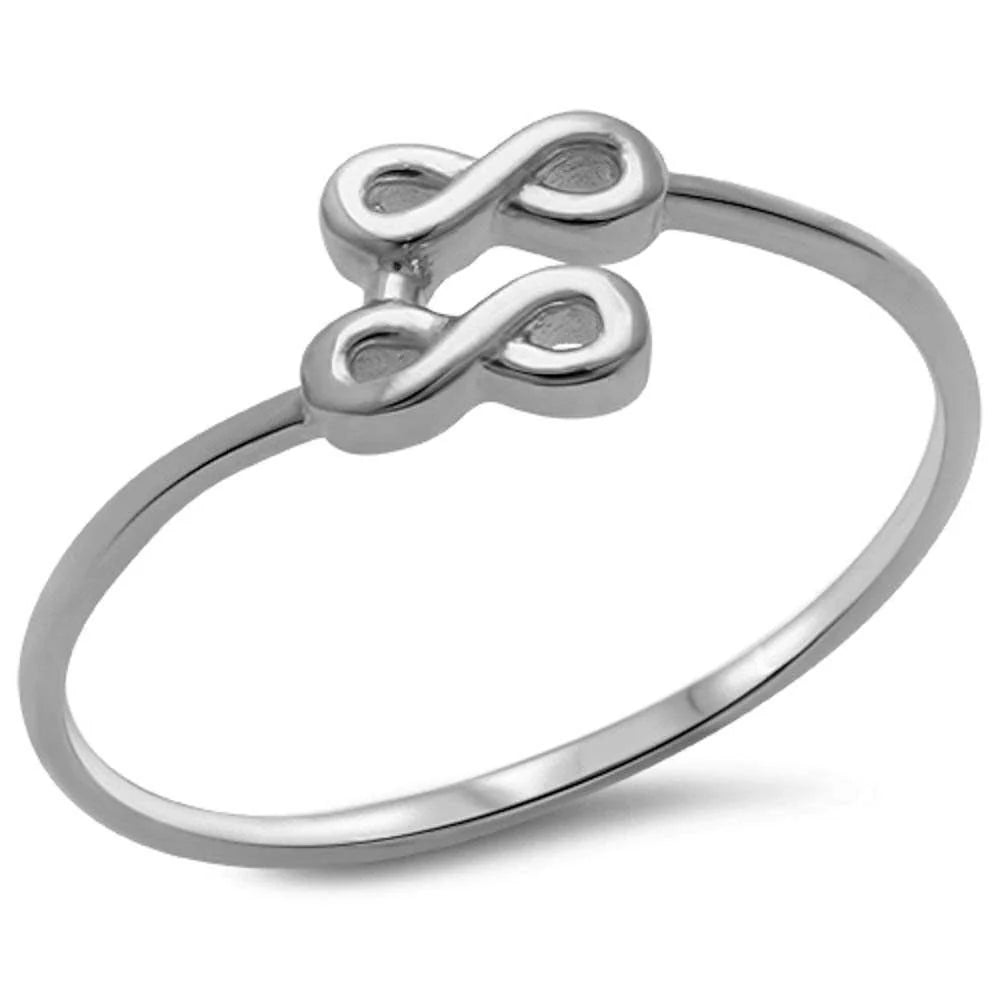 Plain Double Infinity .925 Sterling Silver Ring Sizes 3, 4, 5, 10