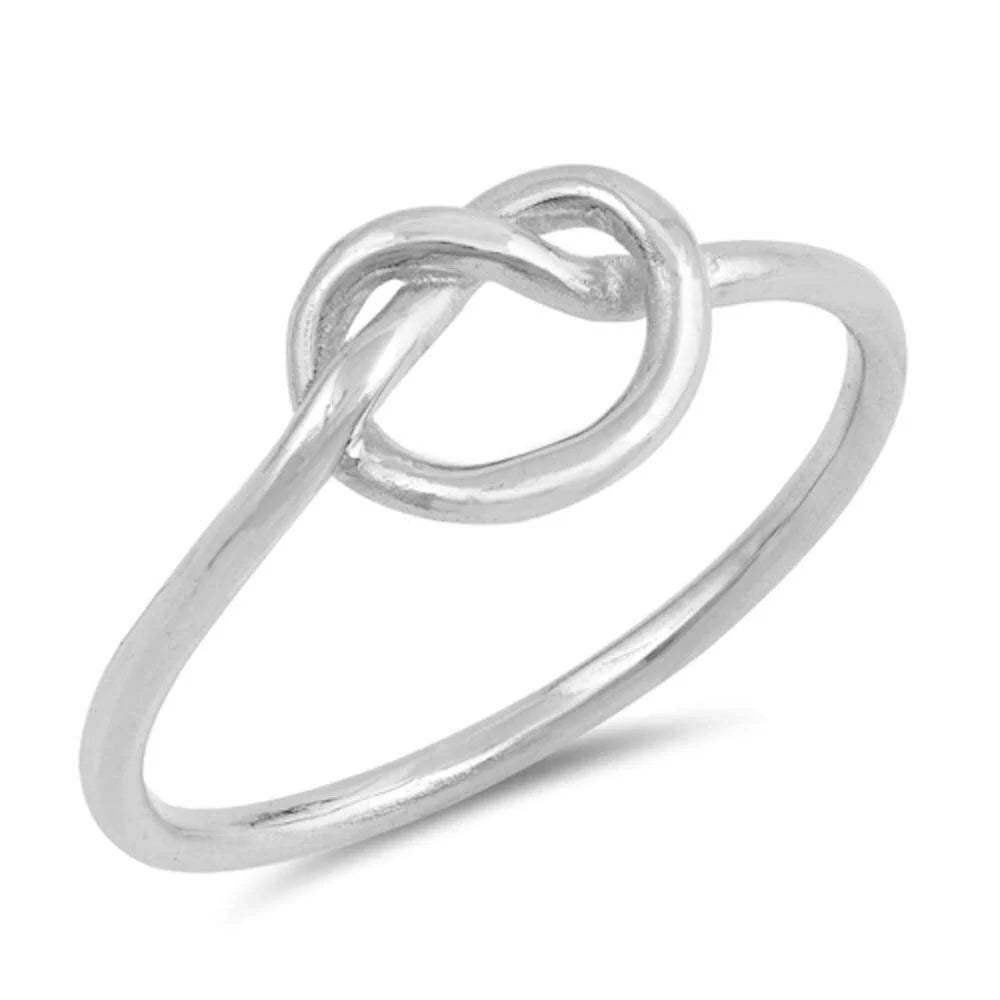 Love Heart Infinity Knot .925 Sterling Silver Ring Sizes 2-13