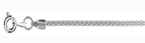 2.5MM Popcorn Chain Made In Italy .925 Sterling Silver Sizes 16-20"