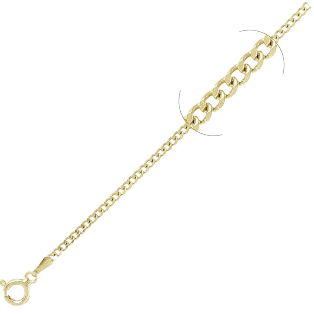 050-1.7MM Yellow Gold Plated Curb Chain .925 Solid Sterling Silver Available In 16"- 26" Inches