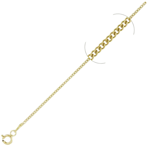 040-1.4MM Yellow Gold Plated Curb Chain .925 Solid Sterling Silver Available In 16"- 26" Inches