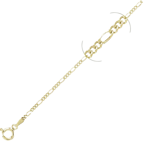 050-1.8MM Yellow Gold Plated Figaro Chain .925 Solid Sterling Silver Available In 7"- 26" Inches