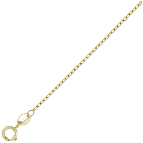 030- .6MM Yellow Gold Plated Cable Chain .925 Solid Sterling Silver Available In 16"- 22" Inches