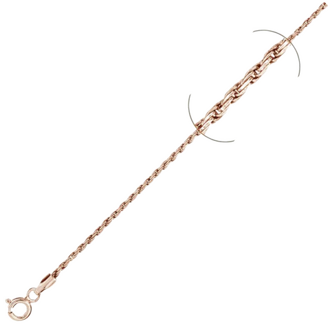 030-1.4MM Rose Gold Plated Rope Chain .925 Solid Sterling Silver Available In 16"- 20" Inches