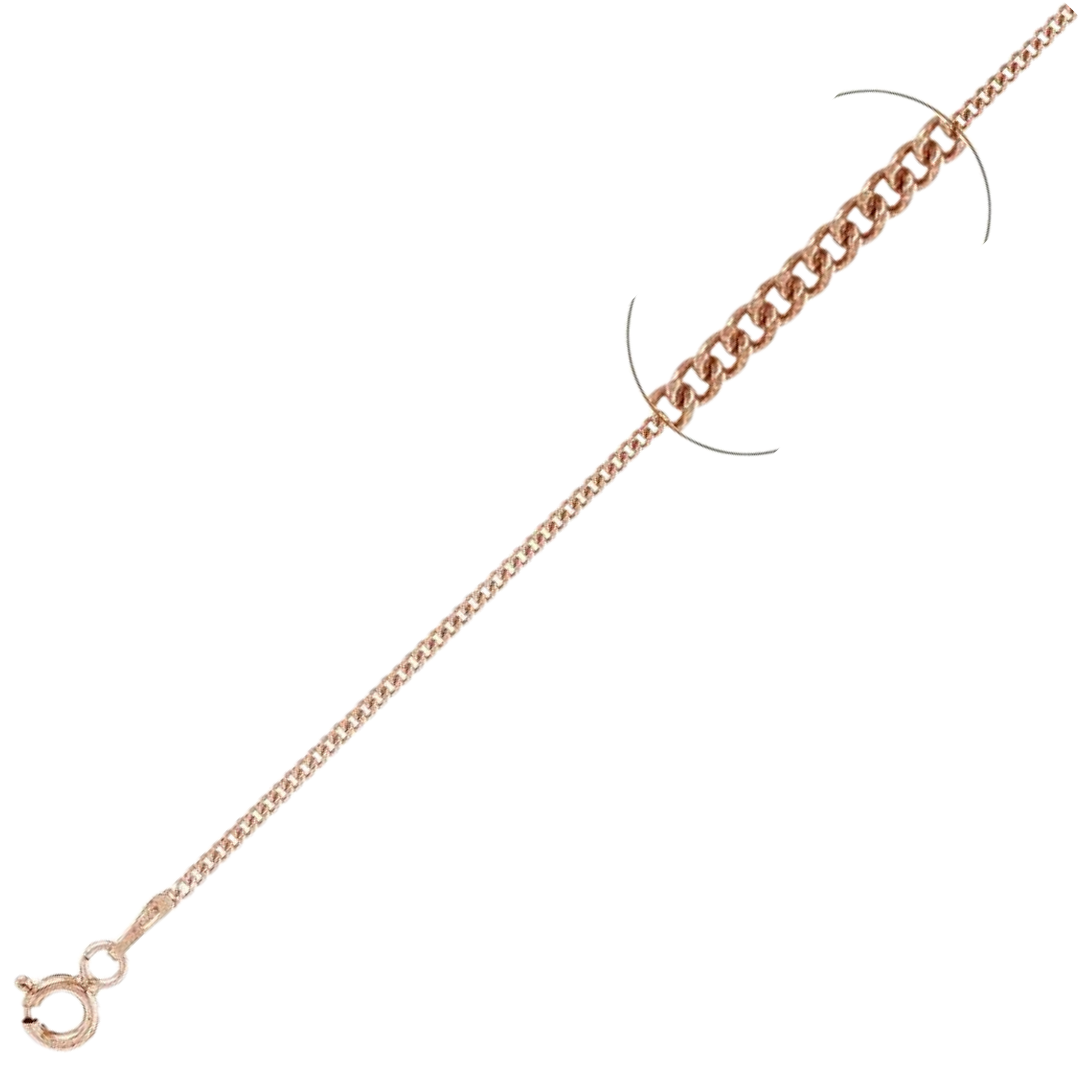 030-1.3MM Rose Gold Plated Curb Chain .925 Solid Sterling Silver Available In 16"- 22" Inches