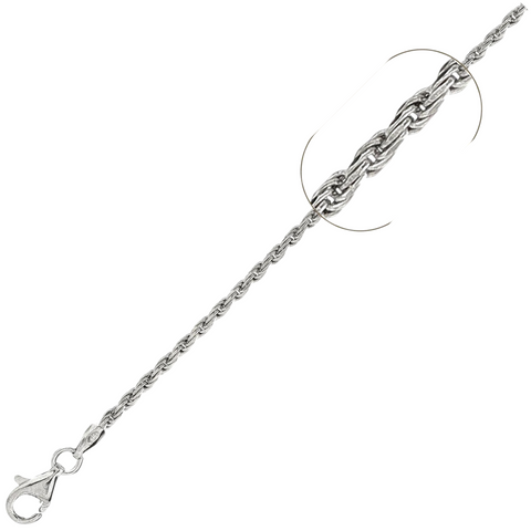 040-2MM White Gold Rope Chain .925 Solid Sterling Silver