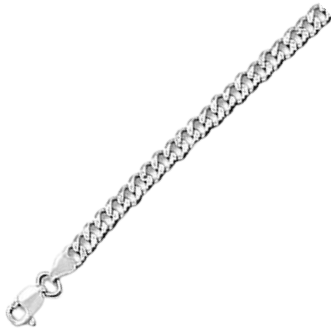 120-4.5MM Pave Curb Chain .925 Solid Sterling Silver Available In 7"-26" Inches