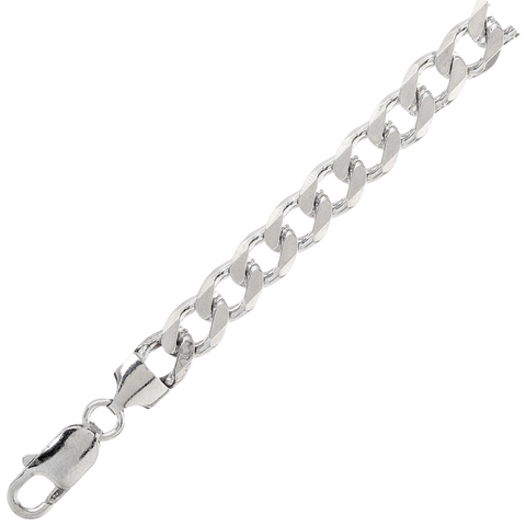 200-8MM Flat Curb Chain Made In Italy .925 Sterling Silver Available In 8-32" Inches