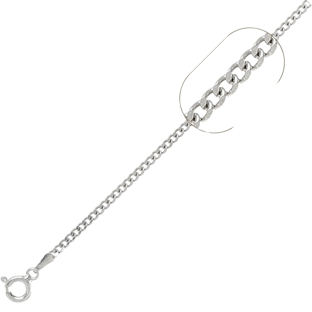 050-1.7MM Sterling Silver Curb Chain Made In Italy Available In 16"- 30" Inches