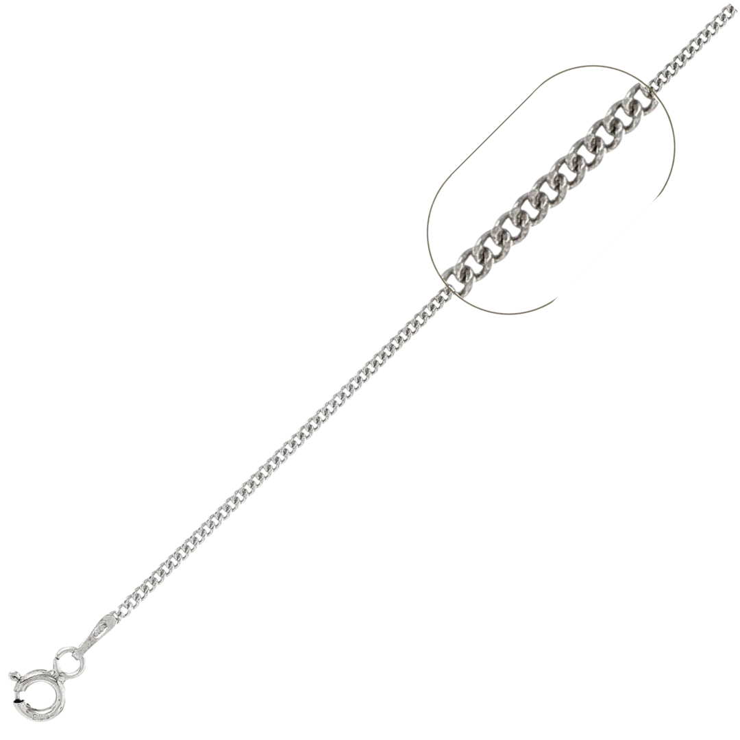 030-1.3MM Curb Chain Sterling Silver Made In Italy Available In 16"- 24" Inches