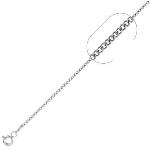 025-1MM Curb Chain Sterling Silver Made In Italy Available In 14"- 24" Inches