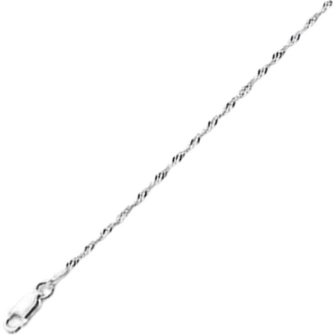 025-1.6MM Singapore Chain .925 Solid Sterling Silver Sizes 7"-26"