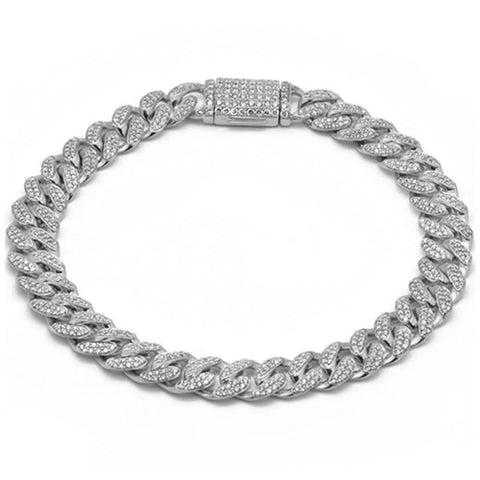 SPECIAL! White Gold Diamond Round Cuban Bracelet 7"