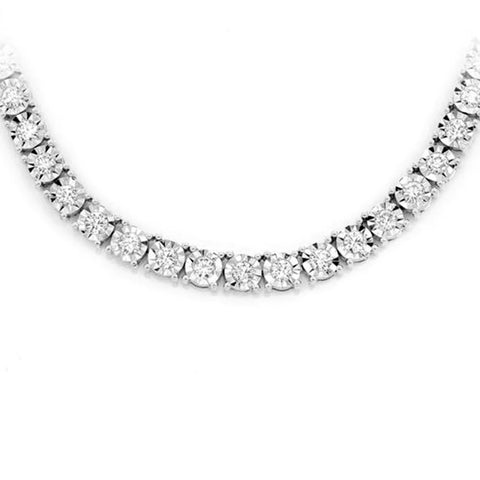 5.07ct 14K White Gold Tennis Miracle Illusion Necklace 22"