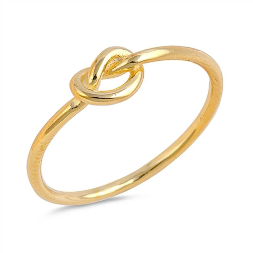 Infinity Heart Knot Yellow Gold Plated .925 Sterling Silver Ring Sizes 4-12