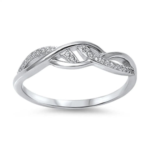 Infinity Style Cubic Zirconia Band .925 Sterling Silver Ring Sizes 4-10