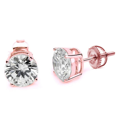 Casting Round Stud Earrings Screw Back .925 Sterling Silver Sizes 2-8mm Available In 3 Colors!