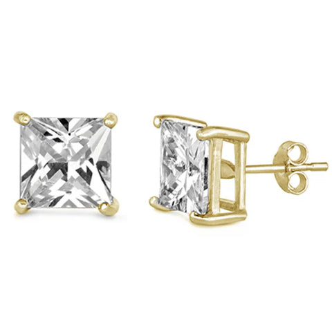 Casting Square Stud Earrings Push Back .925 Sterling Silver Sizes 2-8mm Available In 3 Colors!