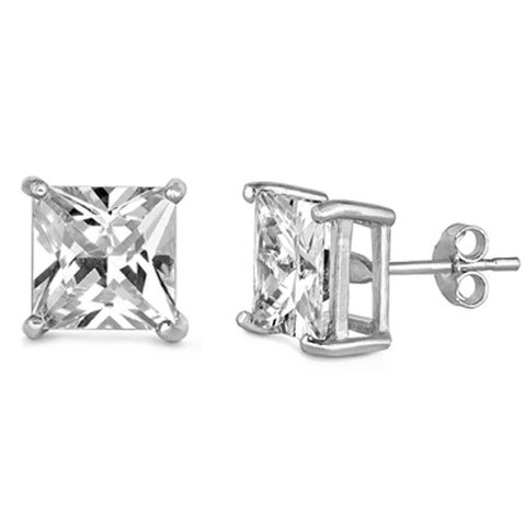 Casting Square Stud Earrings Push Back .925 Sterling Silver Sizes 2-8mm Available In 3 Colors!