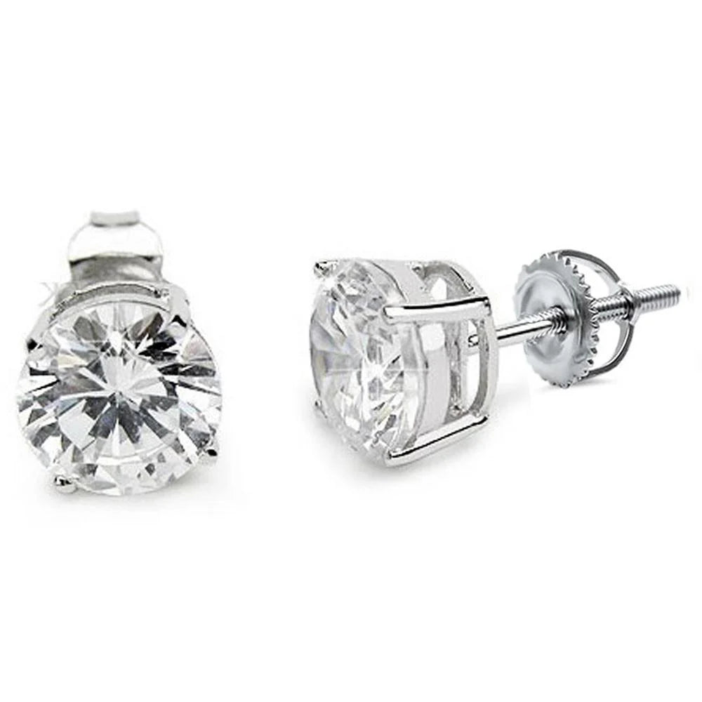 Casting Round Stud Earrings Screw Back .925 Sterling Silver Sizes 2-8mm Available In 3 Colors!