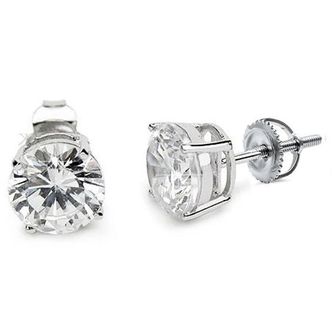 Casting Round Stud Earrings Screw Back .925 Sterling Silver Sizes 2-8mm Available In 3 Colors!